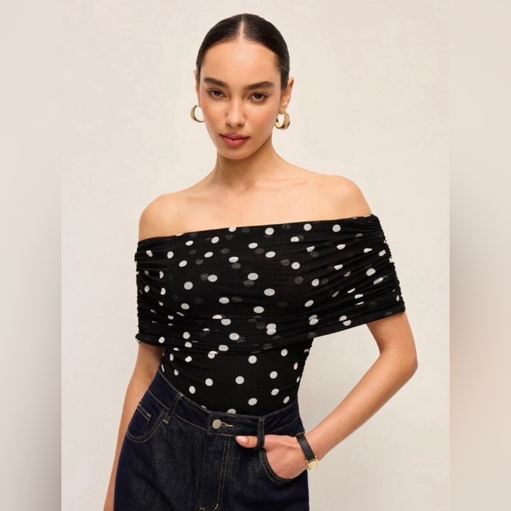 Commense Black and White Polka Dot bodysuit